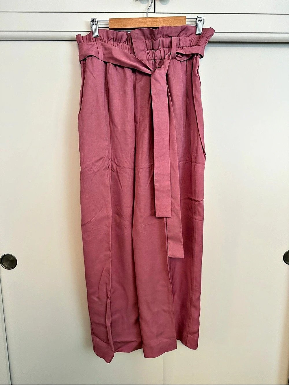 J Crew Point Sur Wide Leg Tie Waist Pants in Pink Size 14 NWT